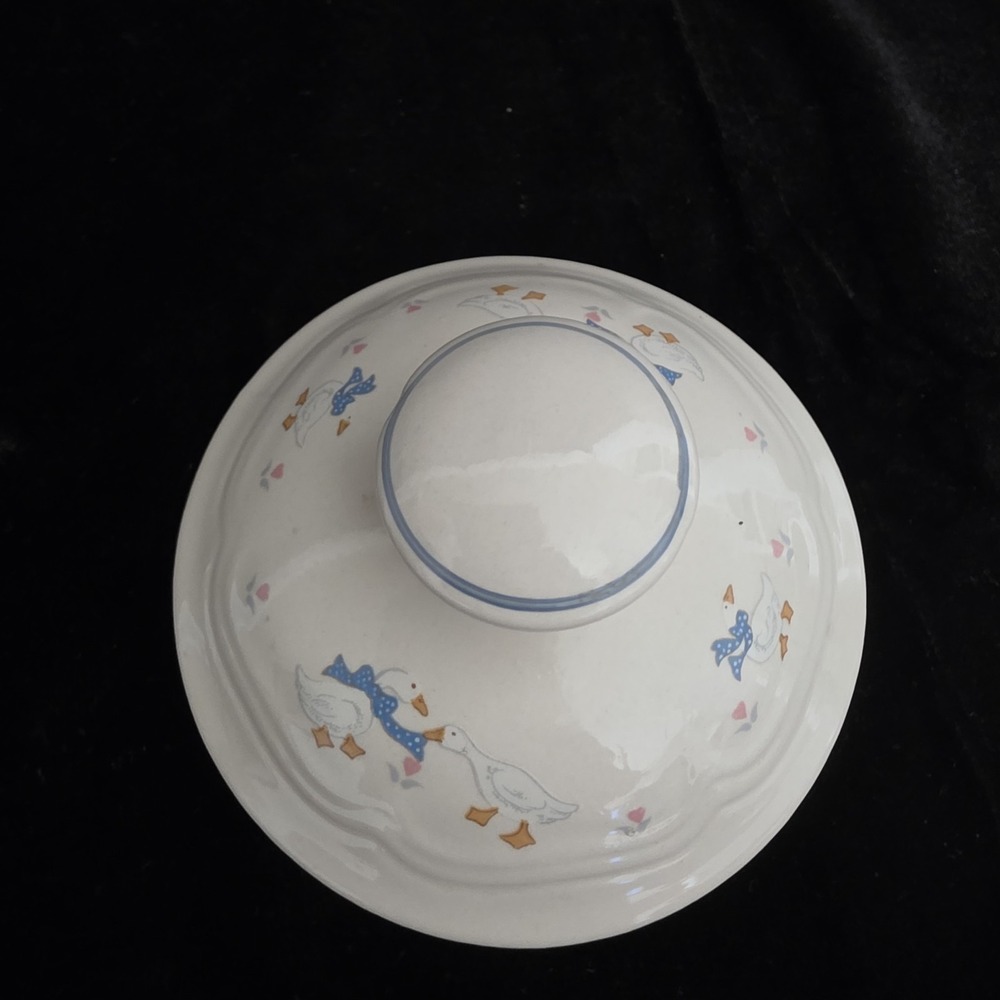 Vintage Tienshan Stoneware Aunt Rhody Goose LID ONLY  For Medium 7 3/4" Canister